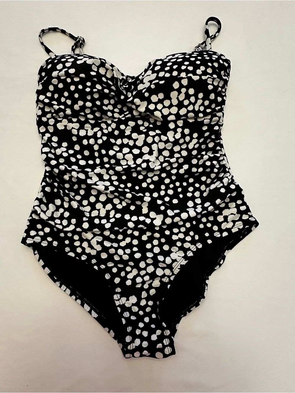 Catalina Black and White Polka Dot Print One-Piece Swimsuit Size M